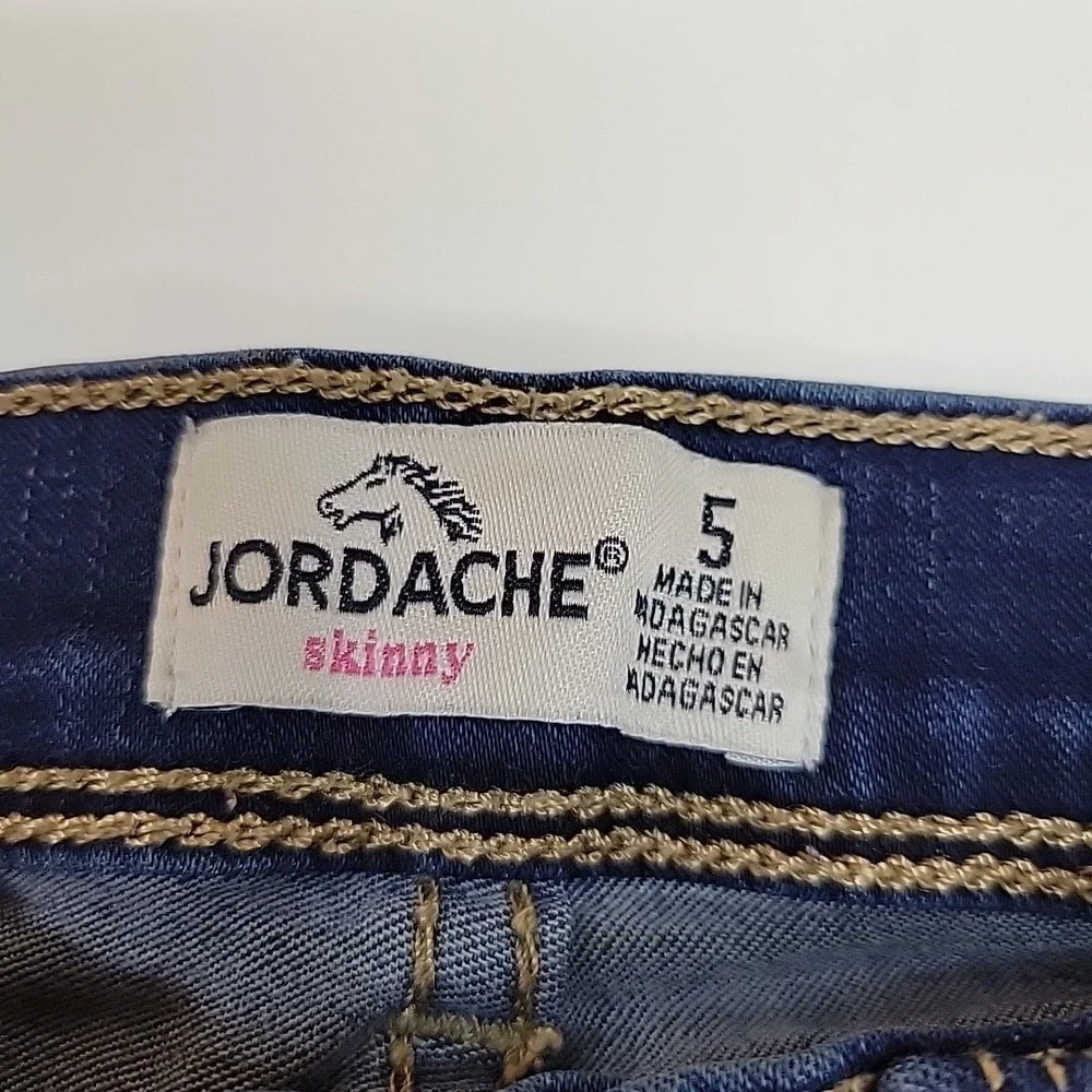 Jordache Girls Blue Skinny Jeans Size 5 Stretch Denim Medium Wash Whiskering